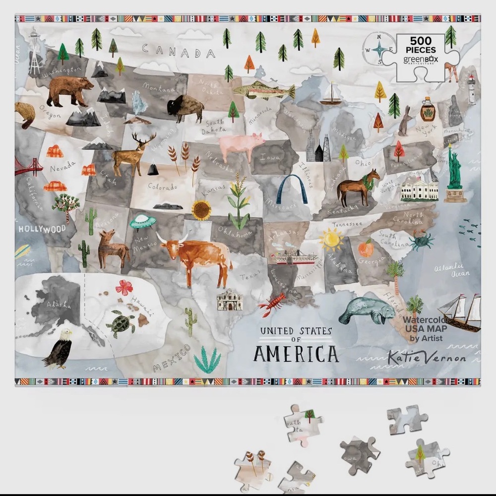 Watercolor USA Jigsaw Puzzle-500pc